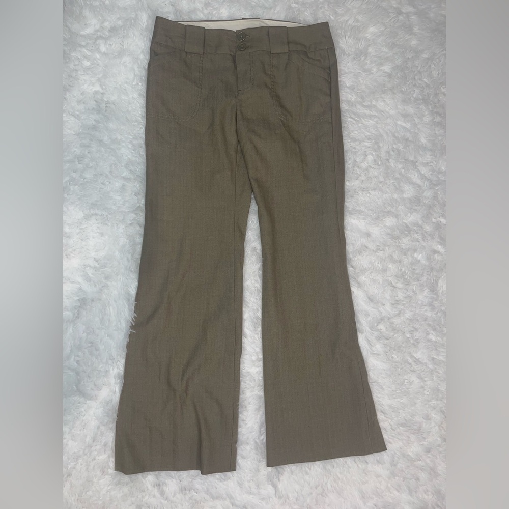 Gap stretch tan herringbone red pants trousers wide leg slacks woman’s 6A